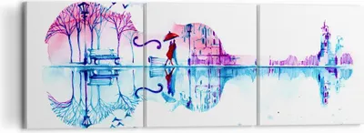 Produktbild von Bild auf Leinwand - Leinwandbild - Violine Walk regen Aktivitäten - 120x40cm - Wand Bild - Wanddeko - Leinwanddruck - Bilder - Kunstdruck - Wanddekoration - Leinwand bilder - Wandkunst - CA120x40-3077