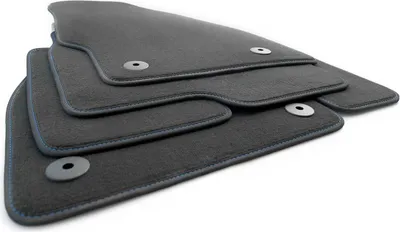 Immagine prodotto di Tappetini Opel Corsa E (dal 2014) Tappeto auto in velours originale di  4 pezzi nero, cuciture decorative blu nubuck