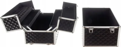Productafbeelding van Reiskoffer voor cosmetica, 2-delig, afmetingen 42,5 x 35 x 24,5 cm, zwart-zilver