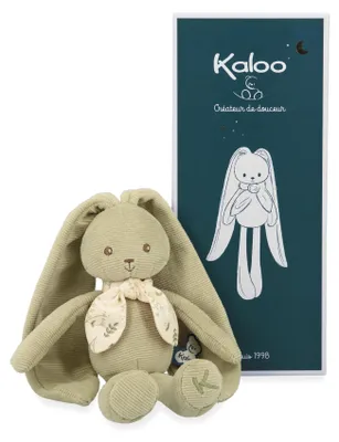 Produktbild von KALOO - Lapinoo - Grüner Hase - Baby-Plüschtier aus Cord - 25 cm - Sehr Weiches