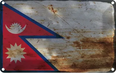Produktbild von vianmo Blechschild 20x30 cm Nepal Rost Flagge Fahne Wappen