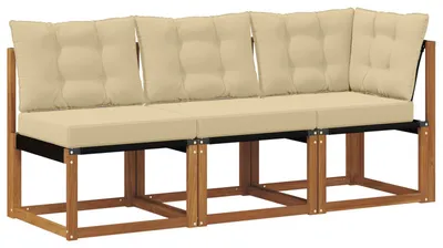 Produktbild von vidaXL Outdoor Mittel- und Ecksofa mit Kissen 3 Stück Natur