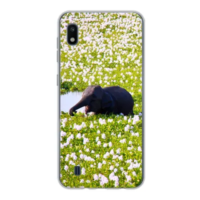 Produktbild von MuchoWow® Handyhülle Schutzhülle Hülle für Samsung Galaxy A10 Elefant - Wasser - Pflanzen - Grün - Natur - Tiere Silikon Softcase Handy Hülle - Schutzhülle