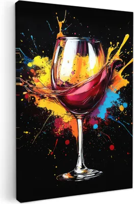 Obrázek produktu pro Obrazy na plátně 40x60 cm - Graffiti - Víno, nástěnné umění, dekorace do obývacího pokoje, obraz