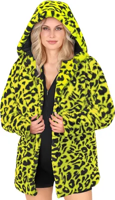 Immagine prodotto di Leopard Hoodie Giacca con cappuccio giallo adulti - S / M