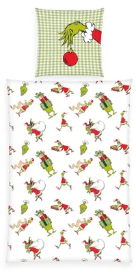 Produktbild von Herding Grinch Bettwäsche, Kissenbezug ca. 70x90 cm, Bettbezug ca. 140x200 cm, mit Reißverschluss, Baumwolle, Renforcé – Größe 140 x 200 cm, Renforcé/Baumwolle