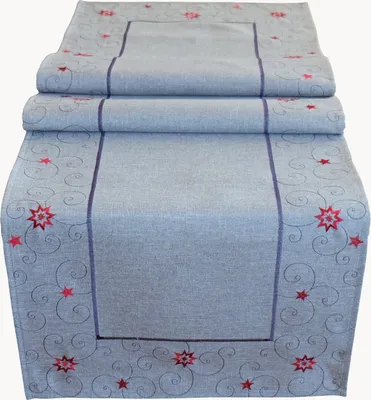 Produktbild von Tischwäsche mit Stickerei im Weihnachtsmotiv 40 x 85 cm - hellgrau