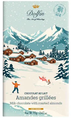 Produktbild von Dolfin Chocolat au Lait Amandes grillées 70g, KI-generiertes Bild