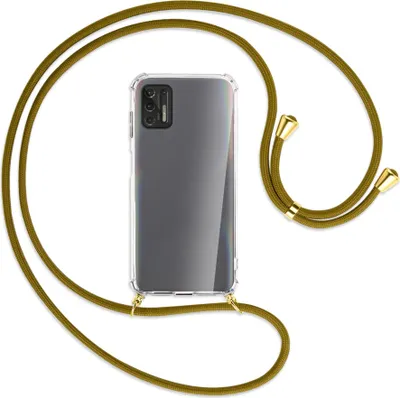 Produktbild von Handykette Backcover-Schutzhülle mit Band (Metall goldfarben) für Motorola Moto G Pro 2021 - khaki