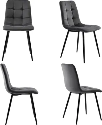 Produktbild von Esszimmerstuhl (4er Set), Polsterstuhl mit Rückenlehne und Metallbeine, Bezug aus Samt, Stühle für Küche, Esszimmer