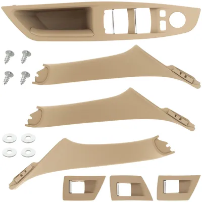 Image de BMW Série 5 F10 F11 (2009-2017) Jeu de poignées de porte intérieures, avant et arrière, 7 pièces, beige