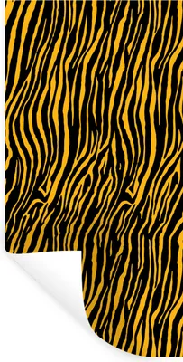 Produktbild von MuchoWow® Wandtattoo Wandsticker Wandaufkleber Tigerdruck - Schwarz - Orange 60x120 cm Selbstklebend und Repositionierbar - Selbstklebend - Fototapeten