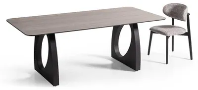 Image de Table à manger moderne grise Tables de cuisine élégantes Plateau design