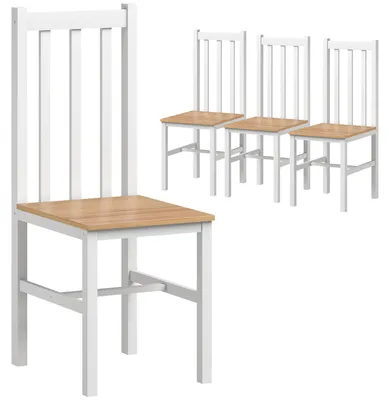 Immagine prodotto di Sedie da pranzo HOMCOM, set da 4 sedie da cucina, sedie da pranzo con schienale in legno naturale