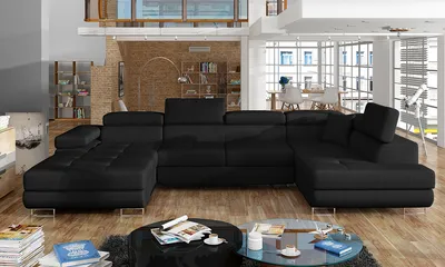 Obrázok produktu pre nabbi Rohová sedačka U s rozkladom Rossano U P - čierna (Sawana 14)