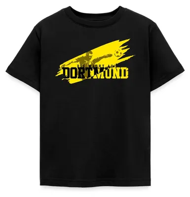 Produktbild von Spreadshirt Die Macht Aus Dortmund Schwarz-Gelb Fußball Fan Kinder T-Shirt, 110/116 (5-6 Jahre), Schwarz