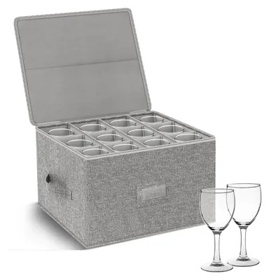 Weinglas-Aufbewahrungsbox, stapelbar, für 24 Gläser, 40x32x25 cm