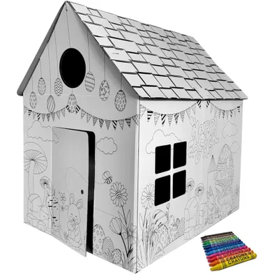 Produktbild von Malhaus Ostern Karton-Spielhaus zum Bemalen mit Stiften für Kinder