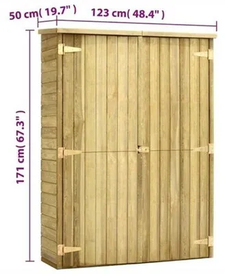 Imagen del producto de Casa de madera – Almacén para jardín – Caja de madera – Cabaña de jardín – Casa de madera con caja – Resistente al agua y estable – Dimensiones: 123 x 50 x 171 cm – Color marrón