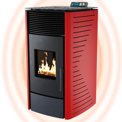 Immagine prodotto di NEMAXX® P12 stufa a pellet 13,6 kW A+, 300 m³, 28 kg, telecomando, rosso