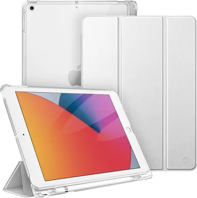 Produktbild von Fintie Hülle für iPad 9. Generation 2021/8. Gen 2020/7. Gen 2019 10.2 Zoll mit Stifthalter, ultradünne leichte Schutzhülle mit transparenter Rückseite und Auto Schlaf/Wach Funktion, Silber
