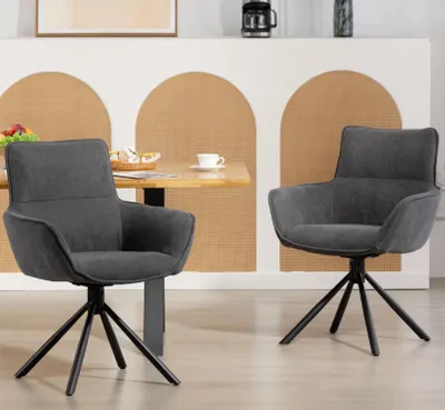 Produktbild von 2er-Set Esszimmerstühle, drehbar, weich gepolstert, Armlehnen,Einzelsessel,Wohnzimmer