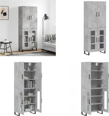 Produktbild von vidaXL Highboard Betongrau 69,5x34x180 cm Holzwerkstoff - Highboard - Highboards - Sideboard - Schrank