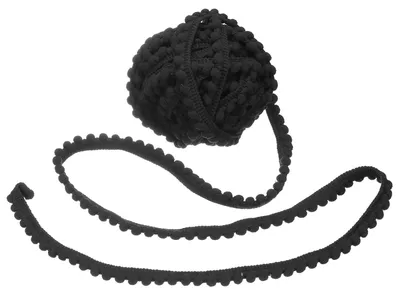 Pompon-Borte 8 m, schwarz, 5 mm Kugeln, Polyester, DIY-Deko