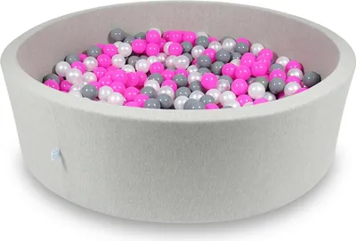 Image de Bassin de séchage 130x40cm gris clair avec 700 boules : Rose, nacre, gris