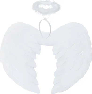 Immagine prodotto di Ruhhy 26479 Costume ali d'angelo con fascia e aureola, bianco