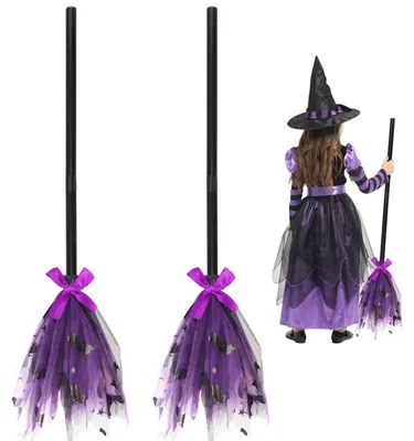 Imagen del producto de Conjunto de escoba de bruja, de 2 piezas, 80 cm, desmontable, ideal para disfraces de bruja