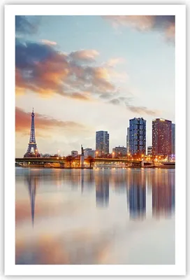 Produktbild von Poster - Poster ohne Rahmen - Fluss Wolkenkratzer Ansicht Eiffle - 61x91,5 cm - Wand Bild - Wanddeko - Wandbilder - Kunstposter - Wandposter - Bilder - Kunstdruck - Wandbild - P2XPA61x91-2831