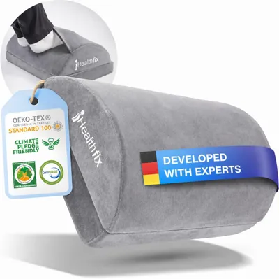 Produktbild von Fußstütze Schreibtisch, höhenverstellbar, Fußtasche für warme Füße, grau, für Büro