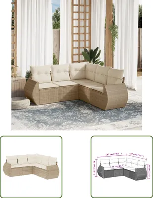 Produktbild von The Living Store 5-tlg. Garten-Sofagarnitur mit Kissen Beige Poly Rattan