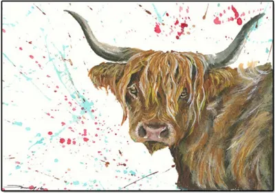 Produktbild von TPFLiving Kunstdruck LW-705 (OHNE RAHMEN) Poster - Leinwand - Wandbild - Hochauflösender Giclée-Druck, langlebig und hochwertig - Brauner Highland Büffel - Kühe - Größe: 80x120cm