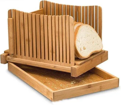 Immagine prodotto di Tagliapane pieghevole in bambù con raccoglitore di briciole - Ideale per il pane fatto in casa