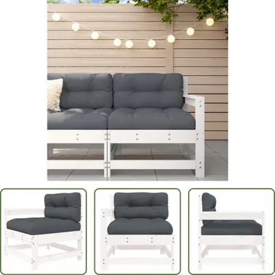 Produktbild von The Living Store Gartenstuhl mit Kissen Weiß Massivholz Kiefer