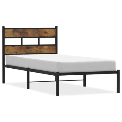 Obrázek produktu pro vidaXL Kovová postel bez matrace, kouřový dub 100x200 cm