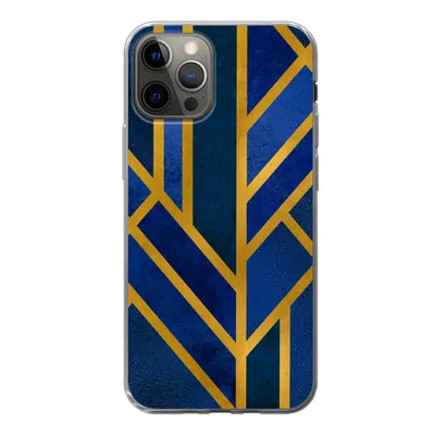 Produktbild von MuchoWow® Handyhülle Schutzhülle Hülle für iPhone 12 Pro Gold - Blau - Luxus Silikon Softcase Handy Hülle - Abdeckung