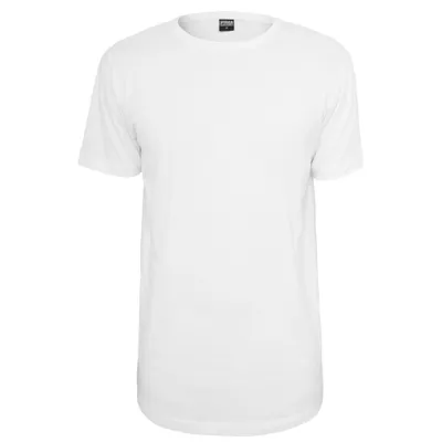 Produktbild von Urban Classics Shaped Long Tee Herren T-Shirt Grau Schwarz Weiß, Größe: S; Farbe: White
