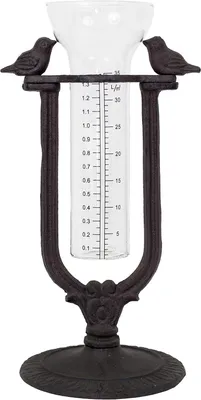 Produktbild von Regenmesser Vogel Metall Stellen Glas Skala Niederschlagsmesser Wetterstation Gartendekoration Gusseisen H 27,5 cm (Motiv 1)