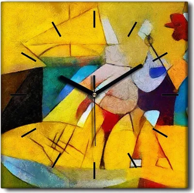 Produktbild von Coloray Uhr auf Leinwand 30x30 cm Wand Uhr Dekoration Wohnzimmer Segeltuch schwarze Hände -Picasso-Abstraktion.