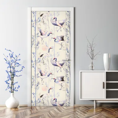 Produktbild von Dekorative Türposter selbstklebend Klebefolie Wandaufkleber Türaufkleber Tanzkräne weiß 85 x 200 cm