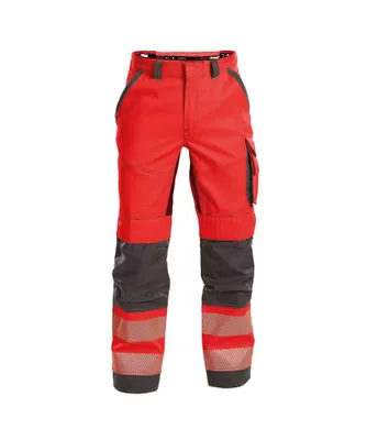 Produktbild von DASSY® Odessa Sommer Warnschutzhose mit Kniepolstertaschen NEONROT/ZEMENTGRAU Gr.50 Länge: MINUS