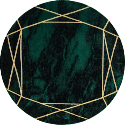 Obrázok produktu pre Koberec okrúhly EMERALD exkluzívne 1022 glamour, štýlový mramor, geometrický fľaškovo zelené / zlato zelený kruh PRŮMĚR 120 cm