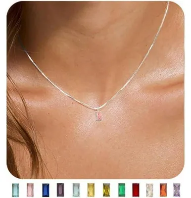 Productafbeelding van Ketting voor dames, 14 karaat verguld/925 sterling zilver, met hanger met geboortesteen