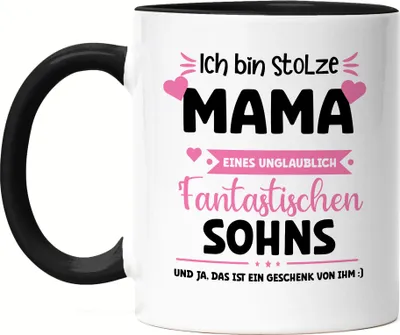 Produktbild von Ich bin stolze Mama Tasse Schwarz Muttertag Geschenk Sohn Mutter Geburtstag