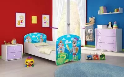 Image de ACMA I Lit d'adolescent Lit d'enfant Lit junior Set complet avec matelas Sommier à lattes Blanc 32 Chevalier 140x70