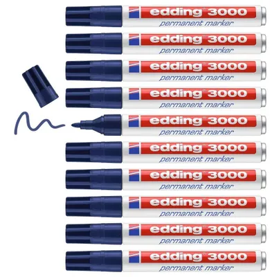 Obrázek produktu pro Permanentní popisovač edding 3000 ocelově modrý Balení 10 ks