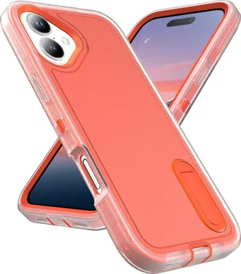 Immagine prodotto di Custodia per iPhone 17 Custodia protettiva ibrida antiurto a tre strati con supporto arancione